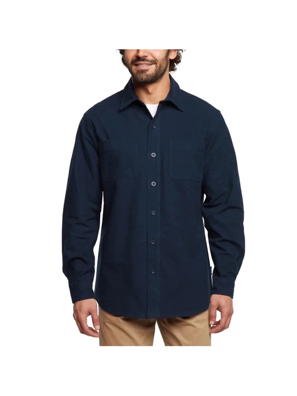 Woolrich Chamois 100% Cotton Dark Navy Button-Down Long Sleeve Shirt Work NWT